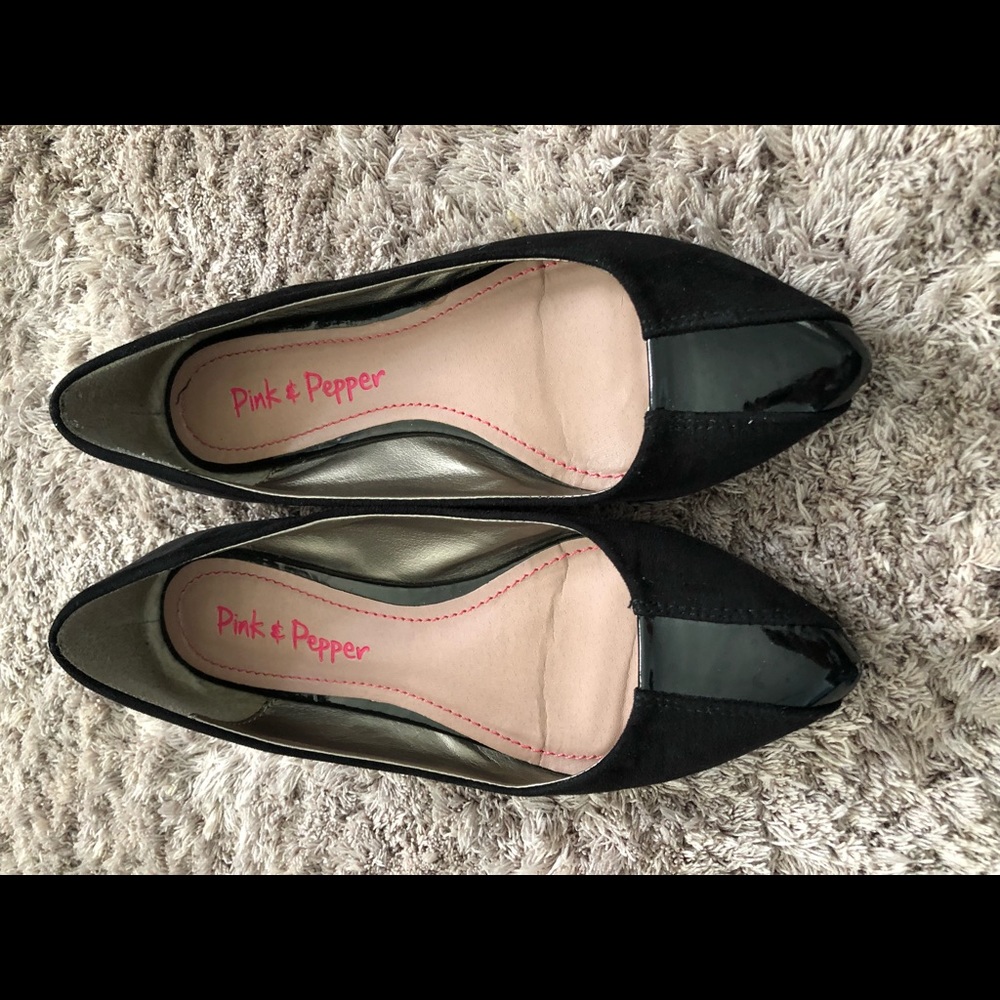 Pink and Pepper black flats